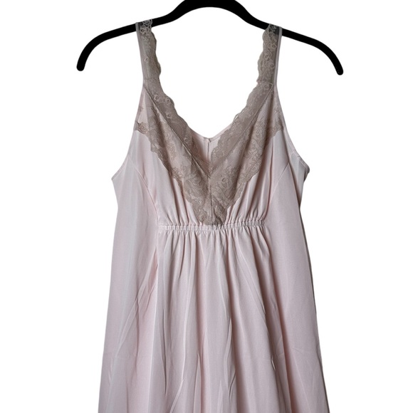 Vintage 80s Silky Nylon Lace Nightgown Slip Dress Romantic Cottage Small - Picture 3 of 6